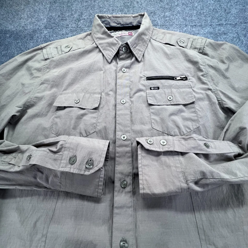 Sovereign Code On Guard Field Shirt Mens XL Tan Brown Slim Fit Long Sleeve - Image 4 of 4