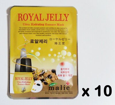 10pcs Malie ROYAL JELLY Face Mask Packs Sheet 0.88oz Elasticity Firming Kosmetik