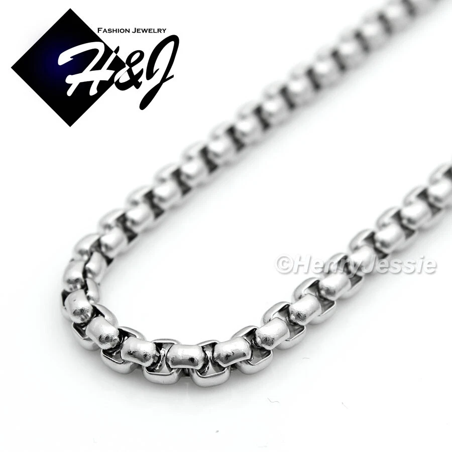 18"-40" HOMBRE Acero Inoxidable 5mm Caja Plata Eslabón Collar Cruz Lisa Colgante*P64 Foto 4 de 4