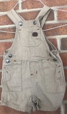Lee Tan Brown Logo Shortalls Overalls Sz 12 months Vintage Baby