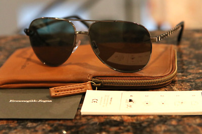 Ermenegildo Zegna Men's Polarized Zeiss Lens Pilot Sunglasses MADE IN ITALY NEW