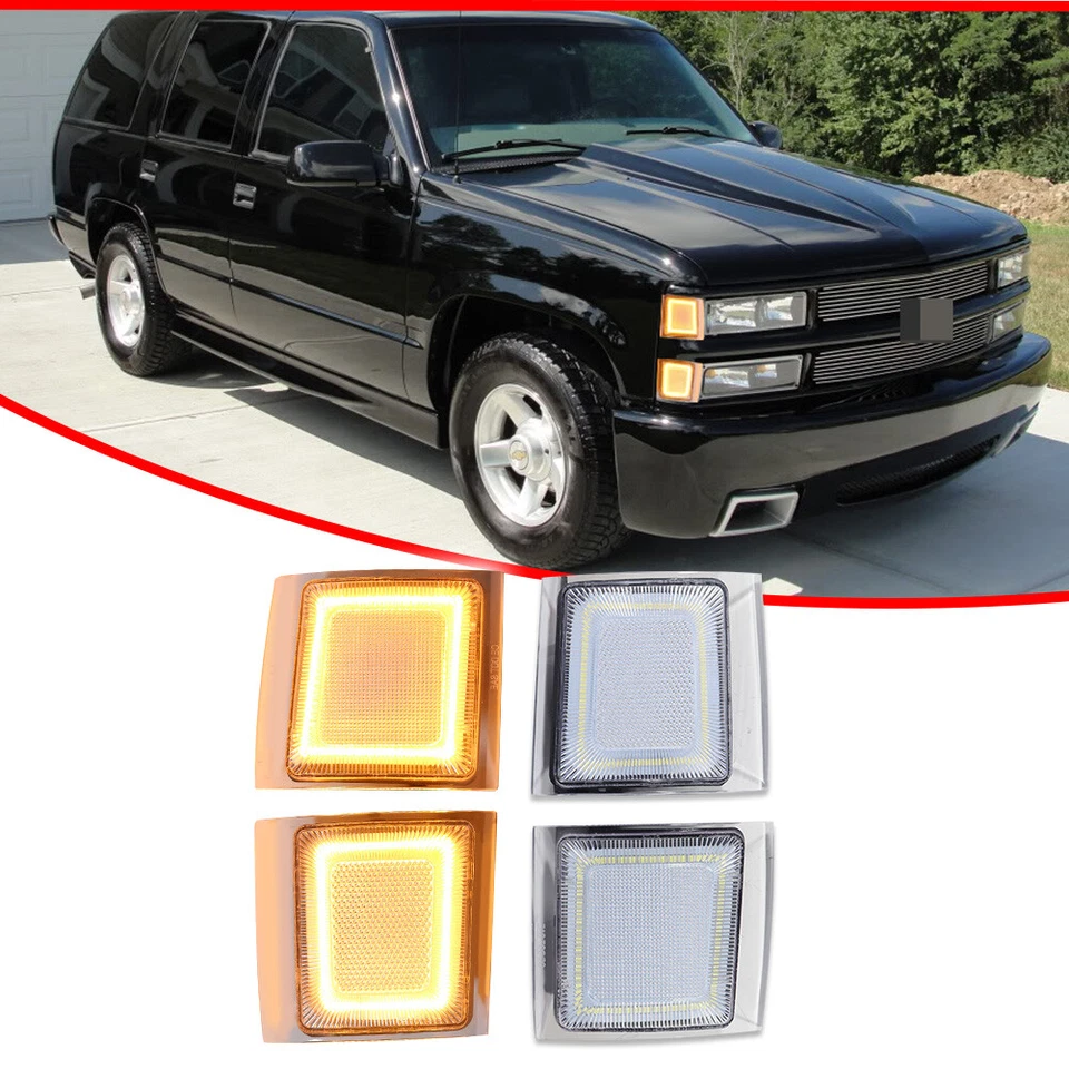 Luces de señalización laterales LED ámbar transparente para Chevy C/K 1500 2500 3500 1994-1998 Foto 2 de 4