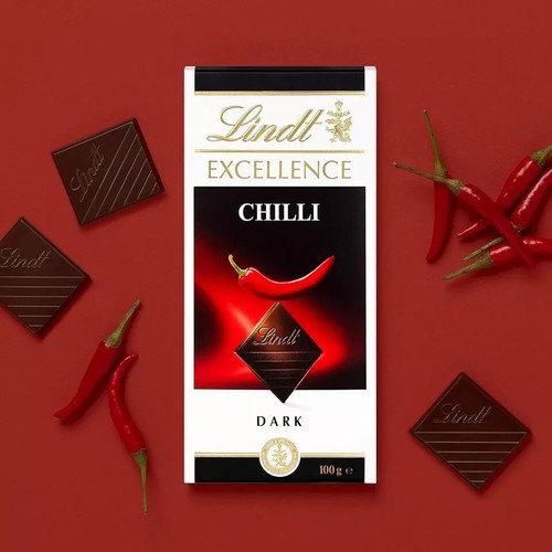 Lindt Excellence Dark Chilli Chocolate Bar Each 100g (Pack Of 3) Perfect Gift - Picture 4 of 4