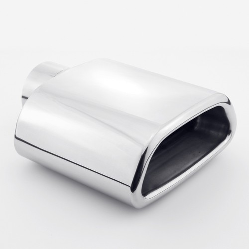 2.25" Inlet Trbpezoid Out Resonated Rolled Edge 304 Stainless Steel Exhaust Tip