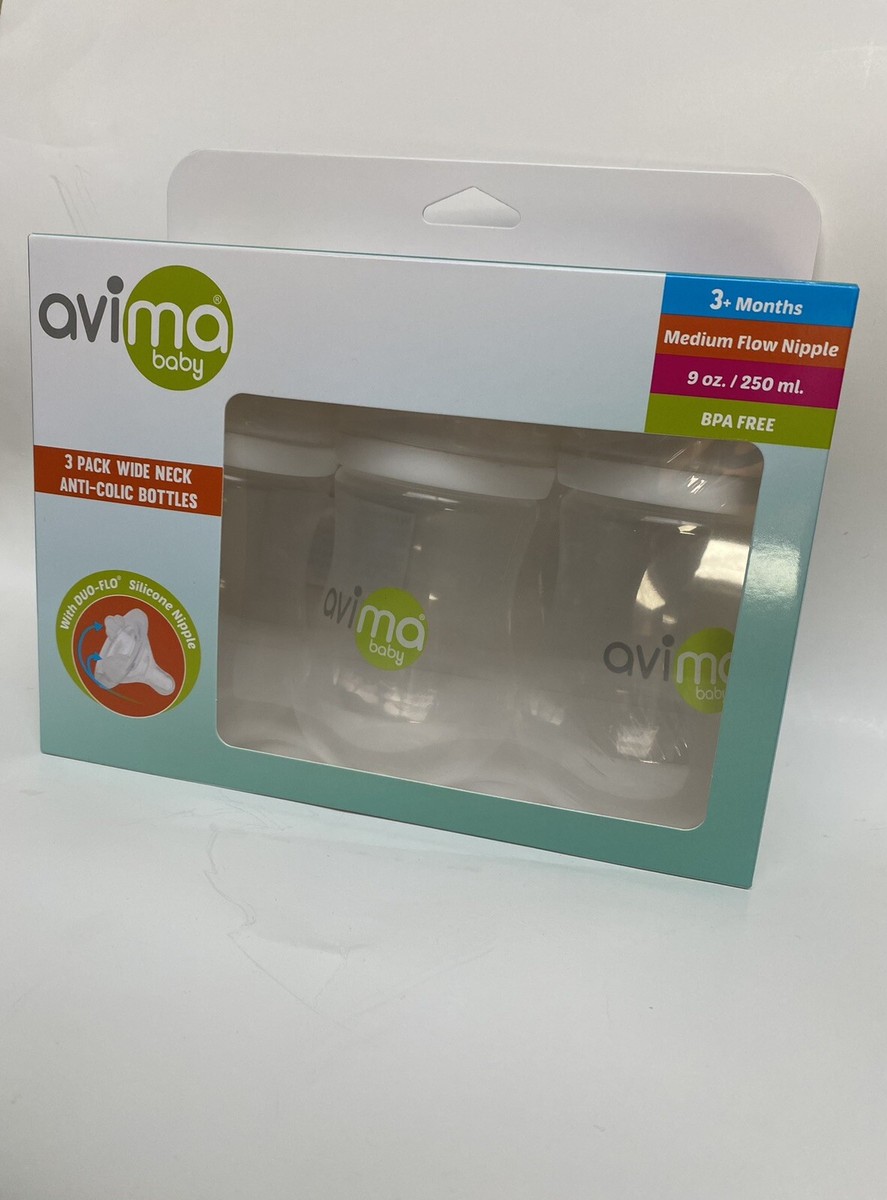 Avima Baby /3 Pack Wide Neck Anti-Colic Bottles/9 3+Month - Main Image
