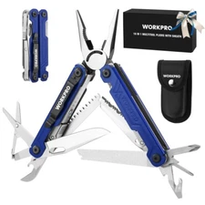 WORKPRO 18-in-1 Stainless Steel Folding Multitool Pliers Multi Tool Pocket Knife