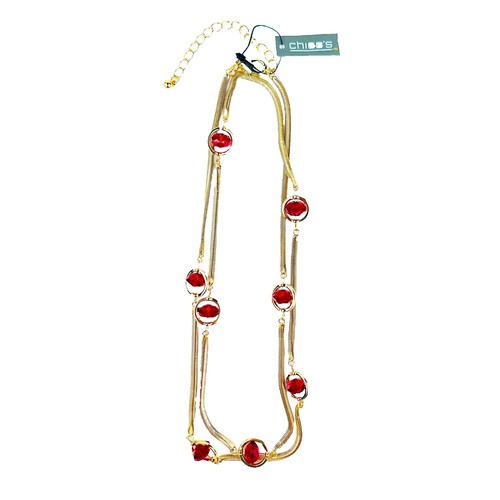 Chico's Colorful Pendant Necklace Enamel Boho Bronze-tone Designer