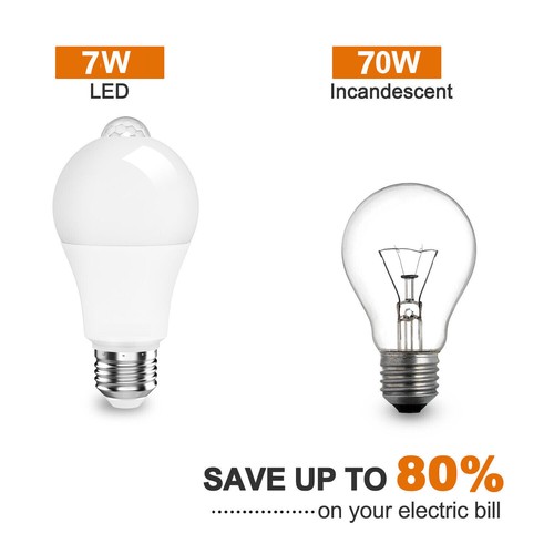 LED Motion Sensor Light Bulb Dusk to Dawn 5000K Motion Activated LED Lamp E26 - Picture 18 of 24
