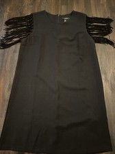 Forever 21 Women's Shift Dress Size M Black Tassel Detail Zip Back NEW WITH TAGS