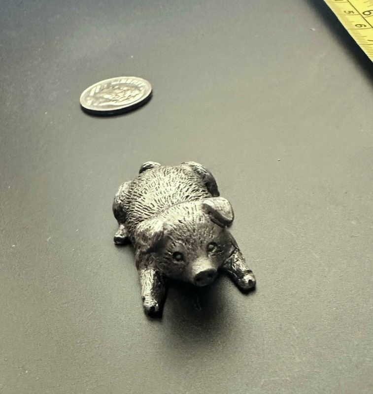 Vintage Miniature Hudson Wilson Pewter PIG Figurine Statue On It’s Belly