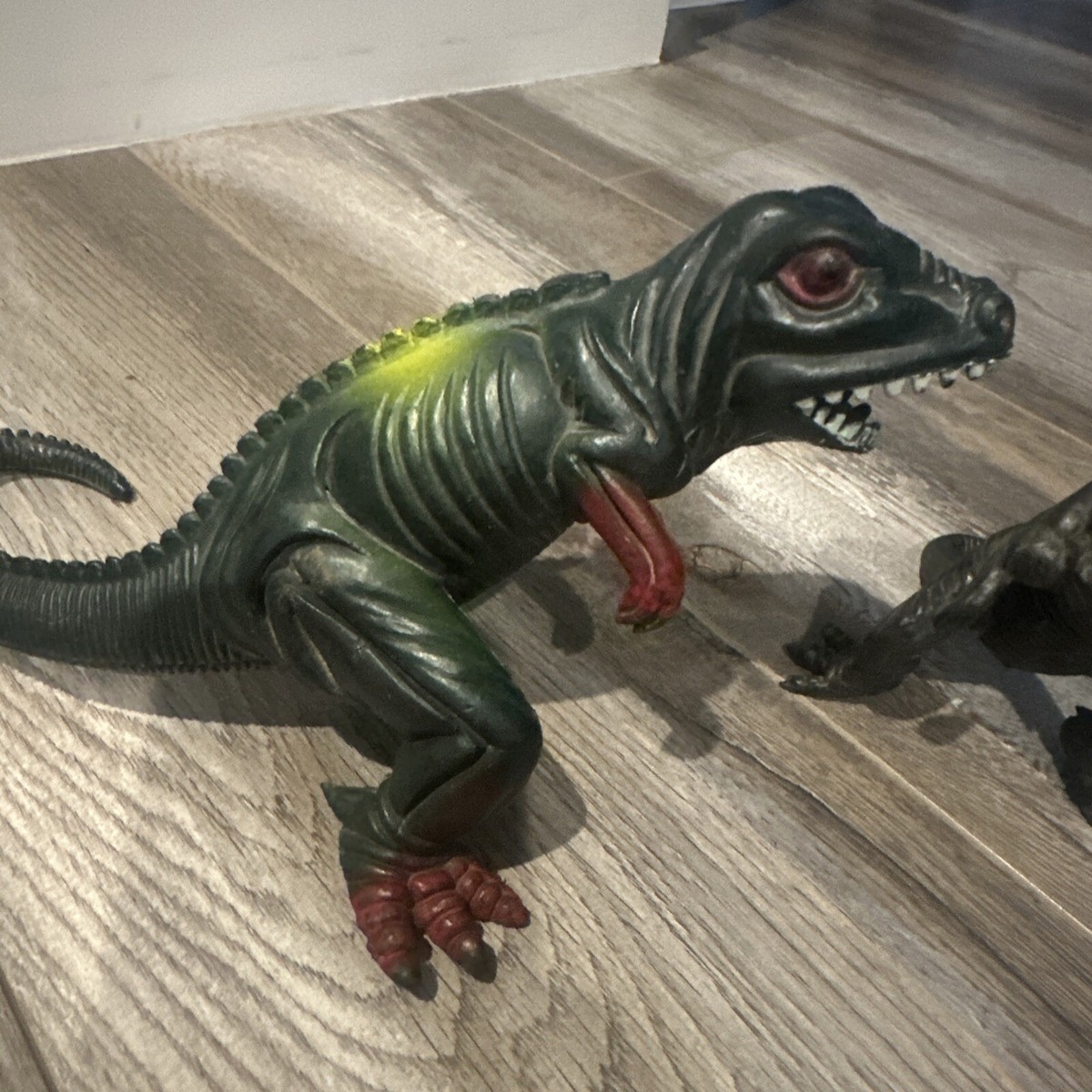Vintage Prehistoric Lizard Dinosaur Rubber Toy Dino Green Monster
