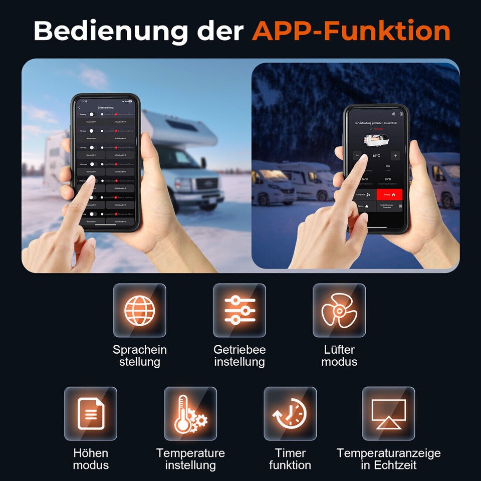 Chauffage Auxiliaire Voiture 5-8kW Diesel - 12V/24V + APP - Garantie 2 Ans - Marque Kroak