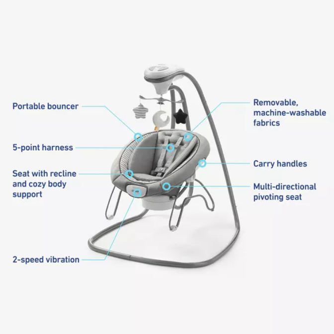 Graco DuetConnect Deluxe Multi-Direction Baby Swing and Bouncer