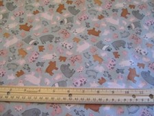 Gray With Multicolored Pigs Cotton Fabric BTY
