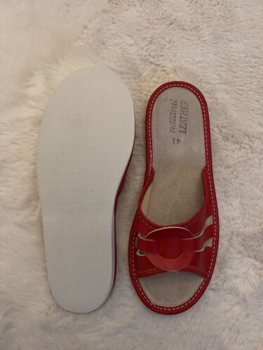 Women's 100% Natural Leather Slippers Mules Slip On Open Sandals Slide Size 3-8 - Picture 8 of 31