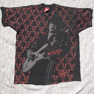Vintage Stevie Ray Vaughan XL Shirt All Over Print Embroidery 92 Brockum Balzout