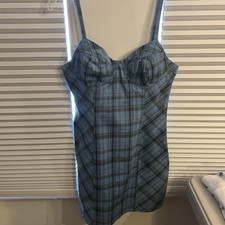 Urban Outfitters Plaid Mini Sundress Women’s Size Large Back Cutout