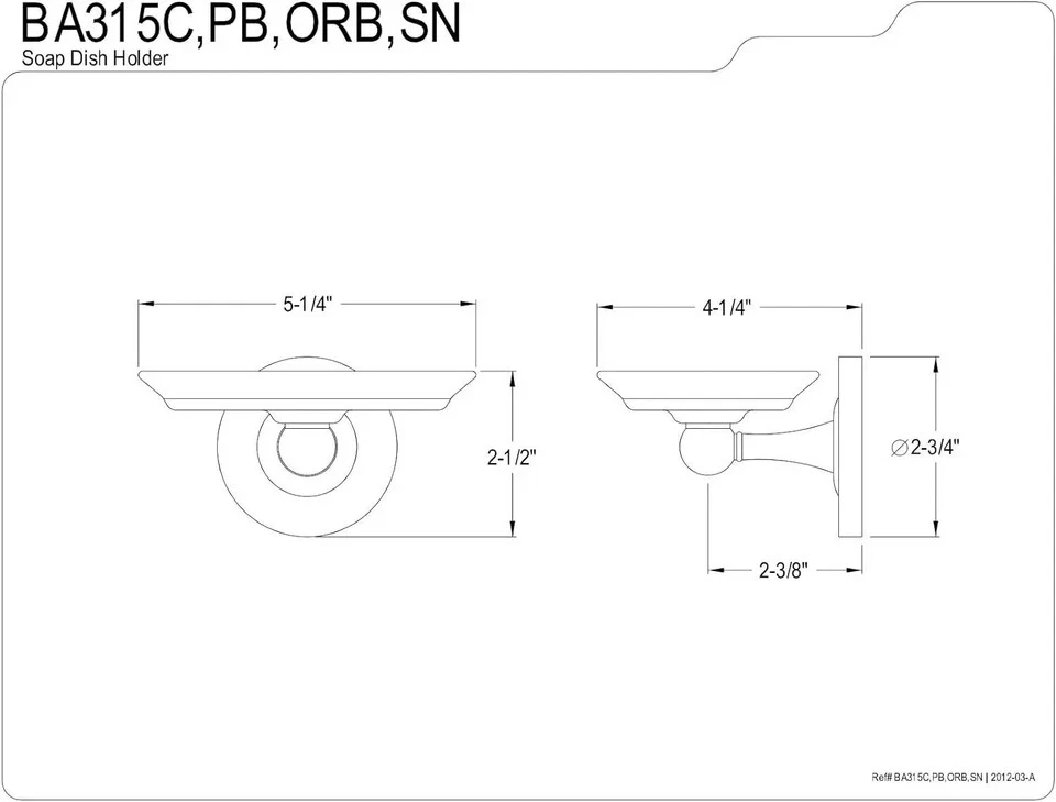 Jabonera clásica de latón Kingston BA315PB, latón pulido Foto 2 de 2