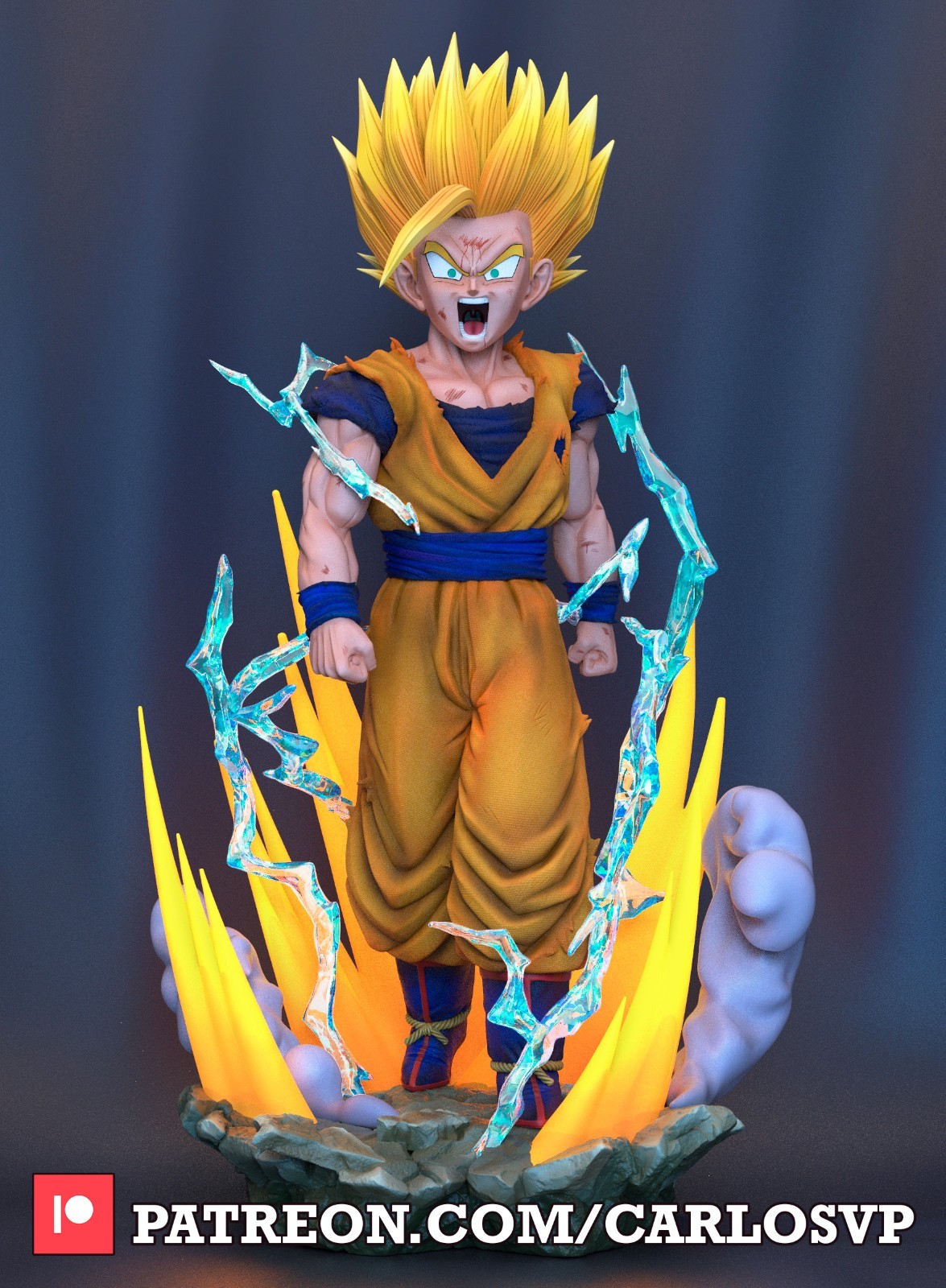 Figurine Gohan en kit 3D unpainted 1/8, statuette résine haute précision pour collectionneur