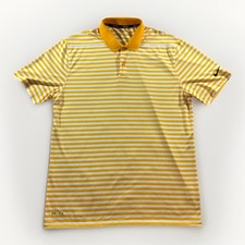 Nike Golf Polo Shirt Men's M Red White Stripe Performance Stretch Dri-Fit Swoosh