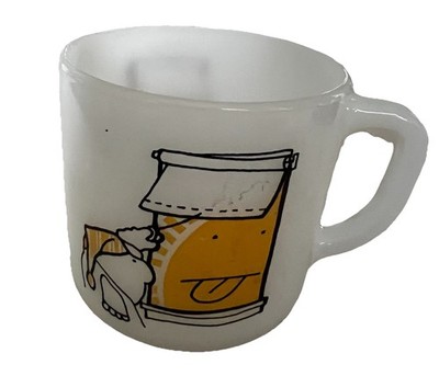 Vtg ZIGGY White Milk Glass Mug Cup USA 1977 Sun Tongue FEDERAL Tom Wilson EUC