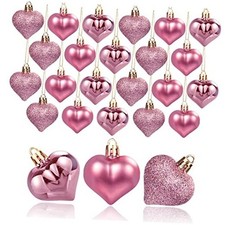 Valentines Day Decorations Heart Ornaments - 36pcs Heart Shaped Rose Gold