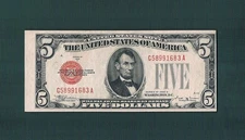 $5.00 1928D Legal Tender Popular"Vinson Type Note" w/MULTI-ERRORS~(XF+)trace epq