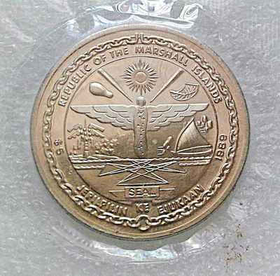 マーシャル諸島 5ドル 月面着陸20周年 アポロ11号 記念 First Men on the Moon $5 Commemorative Coin 1989 Republic of
