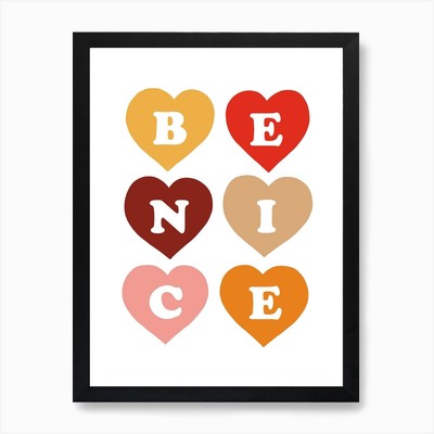 Be Nice In Retro Pop Art Druck gerahmt Wandbild Poster Leinwanddruck Bild