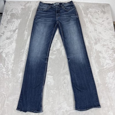BKE Jake Jeans Mens 32XL Blue Denim Whisker Bootleg Western Stretch Americana
