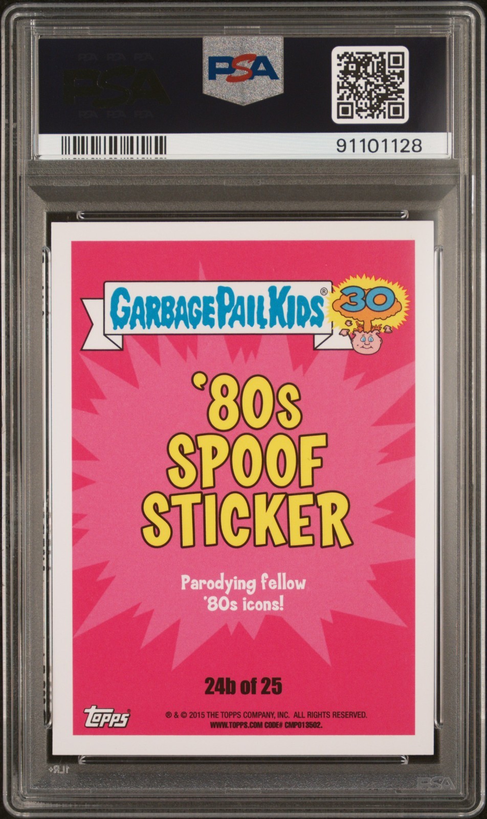 2015 Topps Garbage Pail Kids 30th Anniversary TESTY TY 24b Tyson Card PSA 10 GEM view 2