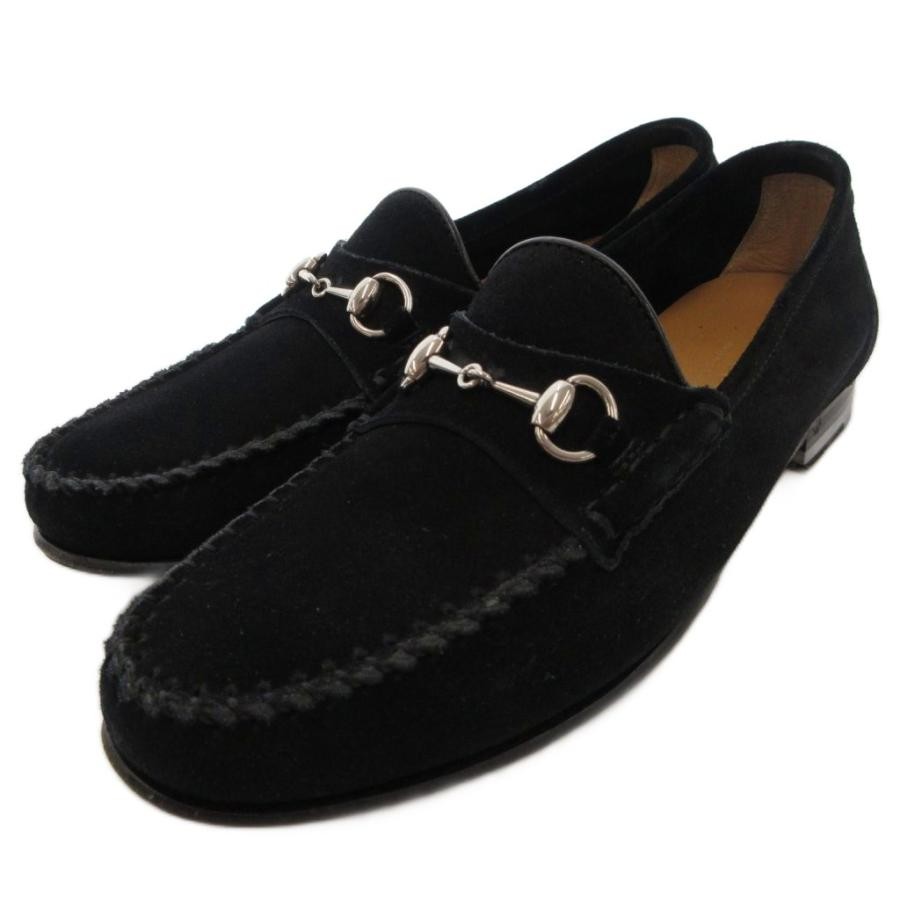 GUCCI Women's Loafers Horsebit Suede Black Size:35/JP:22.5 135307K Authentic