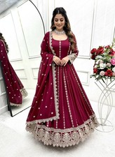 Traditional Maroon Pure Georgette Gown Bottom With Dupatta For Women  Girls