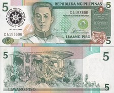 Philippines 5 Piso 1986 P 175 UNC Commemorative