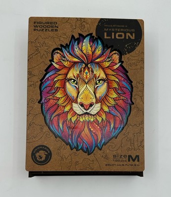 Unidragon  Mysterious Lion  Wooden Jigsaw Puzzle 192 Pieces 12.5 x9.7  Gorgeous