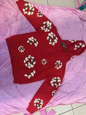 Denim Tears the Cotton Wreath Sweatshirt Red Hoodie, Size Large