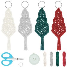 4 Set Macrame Christmas Tree Kit With 4 Colors Cotton Cords DIY Kit With Inst...