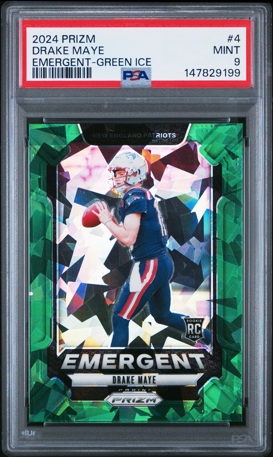 2024 PANINI PRIZM EMERGENT GREEN ICE #4 DRAKE MAYE PSA 9
