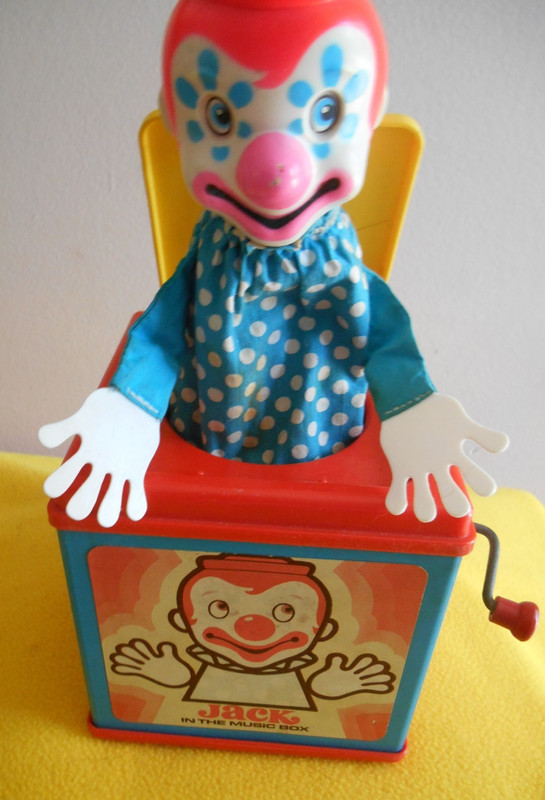 1976 Vintage Mattel Jack In The Box Clown Toy Music Box Non Working