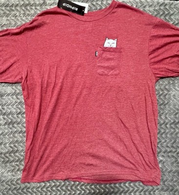 RIPNDIP Lord Nermal Pocket T Shirt XL Dark Red NWT Cat Middle Finger Skate