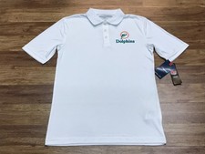 MENS M NEW Fanatics NFL Miami Dolphins Football Throwback Logo Polo Shirt White