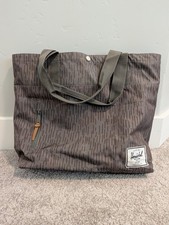Herschel Gray Striped Large Tote Bag Zip/Snap...