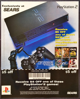 #ad Vintage Print Ad 2001 PlayStation 2 PS2 Sears Retro Original Promo Poster Art $14.99