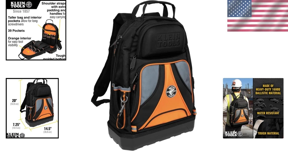 Pro Tool Organizer Backpack: Waterproof with 39 Pockets & Visibility Features - Image 2 of 4