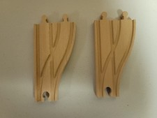Wooden Railway Train 2 way Parallel Switch Tracks x 2 works w Thomas  Brio