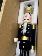 4ft Christmas Nutcracker Blue Wooden King Soldier Nutcracker Figurine Christmas