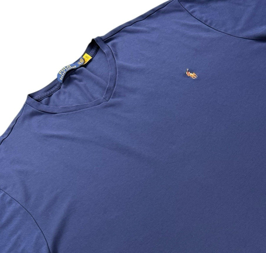 Polo Ralph Lauren Mens V Neck T Shirt Size 2XB Navy Blue Cotton