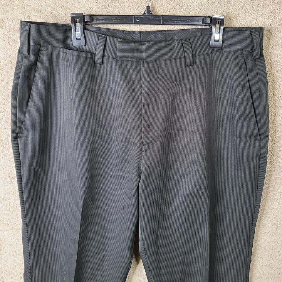 Pantalón Louis Raphael Hombre 38x32 Negro A Medida Rayas Frente Plano Poliéster Foto 2 de 4