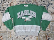Vintage 80s Logo 7 Philadelphia Eagles Crewneck Sweatshirt Kelly Green Big Logo