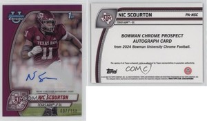 2024 Bowman U Chrome Prospect Fuchsia Refractor /150 Nic Scourton #PA-NSC Auto